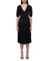 Herve Leger Opaque Deep V-neck A-line Dress In Black