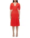 Herve Leger Lyla Dolman-sleeve Rib Midi Dress In Cardinal