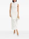 Herve Leger Open-knit High-neck Midi Dress In White