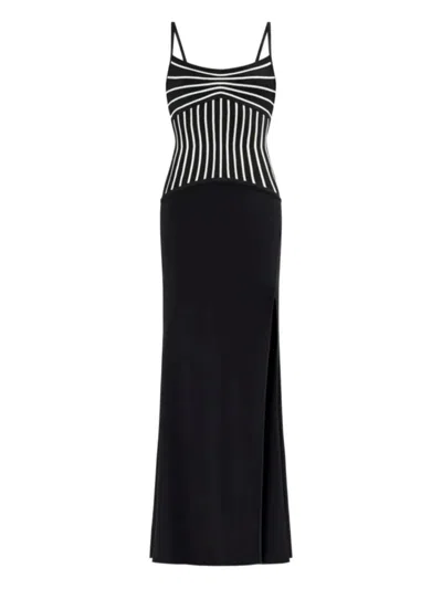 Herve Leger Ophelia Striped Side-slit Gown In Multi