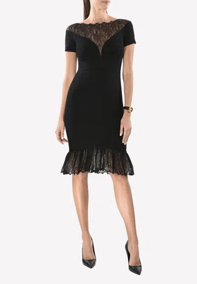 Herve Leger Orianna Lace Trimmed Bandage Dress In Black