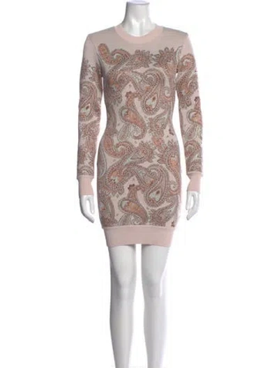 Pre-owned Herve Leger Paisley Print Mini Dress In Pink