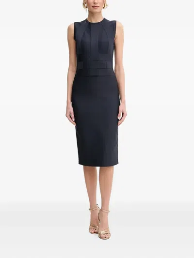 HERVE LEGER PANELLED SLEEVELESS MIDI DAY DRESS