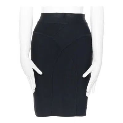 Pre-owned Herve Leger Paris Black Body-conscious Stretchable Piping Bandage Pencil Skirt S