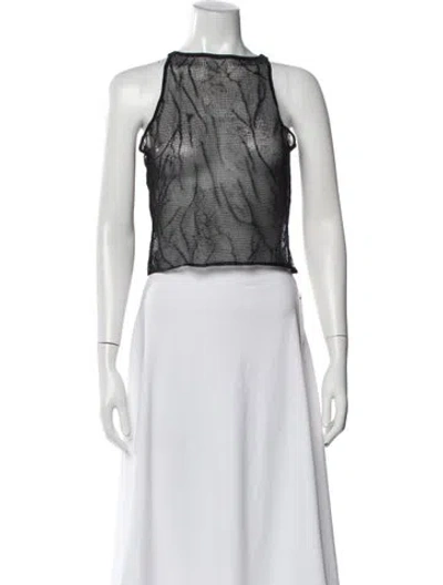 Pre-owned Herve Leger Patterned Crew Neck Crop Top In Black