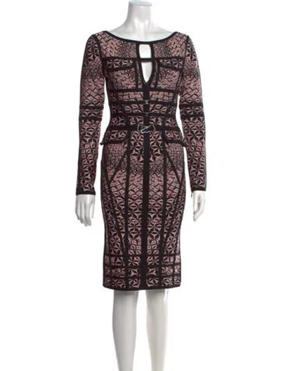 Pre-owned Herve Leger Patterned Knee-length Dress W/ Tags In Pink