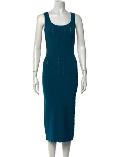 Pre-owned Herve Leger Patterned Midi Length Dress In Blue