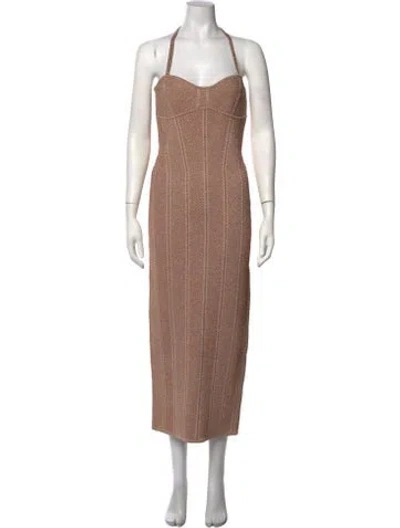 Pre-owned Herve Leger Patterned Midi Length Dress W/ Tags In Neutrals