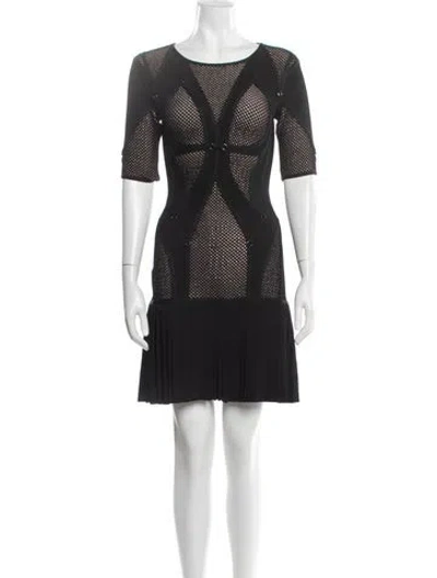 Pre-owned Herve Leger Patterned Mini Dress In Black