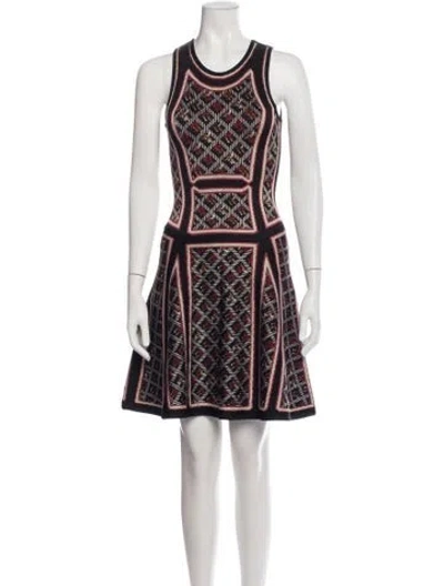 Pre-owned Herve Leger Patterned Mini Dress In Black