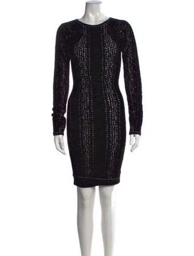Pre-owned Herve Leger Patterned Mini Dress In Black