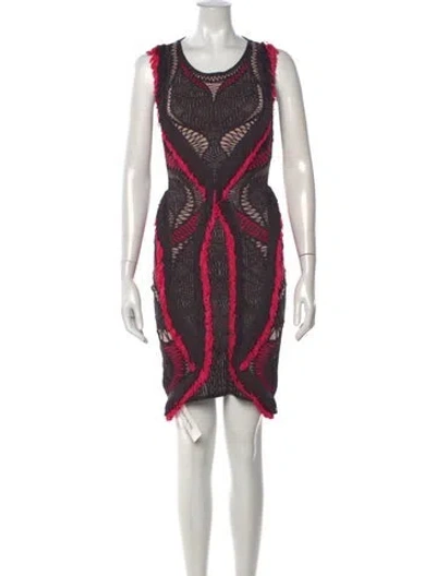 Pre-owned Herve Leger Patterned Mini Dress In Grey