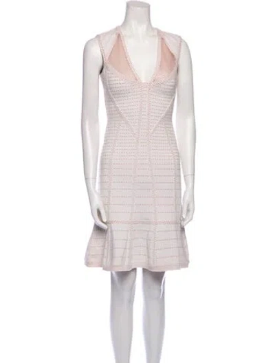 Pre-owned Herve Leger Patterned Mini Dress In Neutral