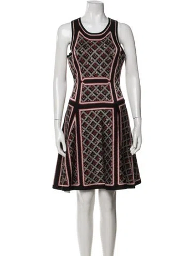 Pre-owned Herve Leger Patterned Mini Dress W/ Tags In Black
