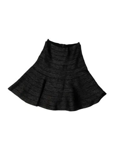 Pre-owned Herve Leger Patterned Mini Skirt In Black