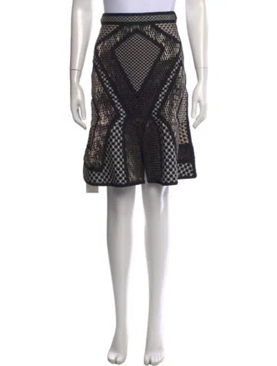 Pre-owned Herve Leger Patterned Mini Skirt In Black
