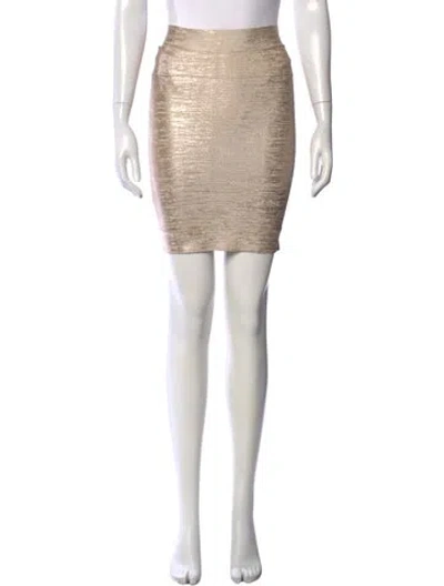 Pre-owned Herve Leger Patterned Mini Skirt In Metallic/neutrals