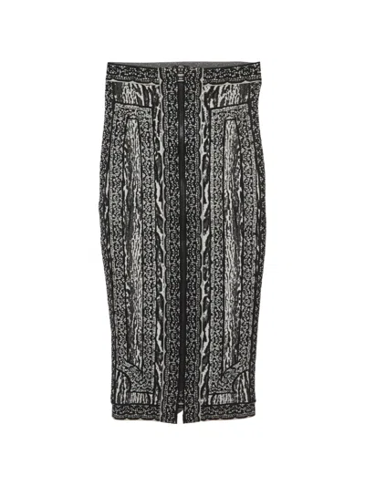 Pre-owned Herve Leger Patterned Pencil Skirt In Black