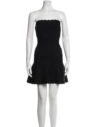 Pre-owned Herve Leger Phoebe Mini Dress In Black