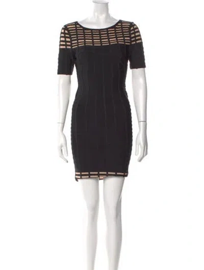 Pre-owned Herve Leger Plaid Print Mini Dress In Black