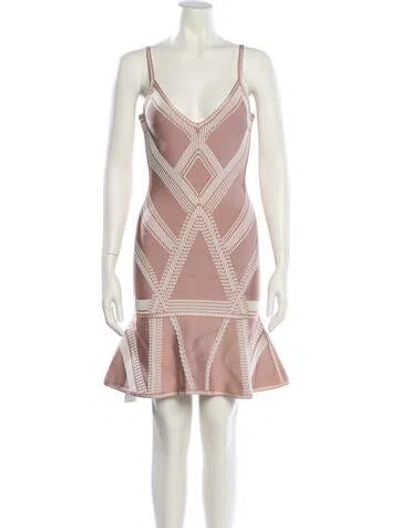 Pre-owned Herve Leger Plaid Print Mini Dress In Multi