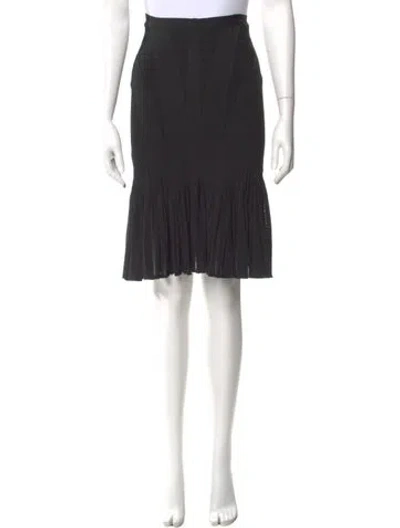 Pre-owned Herve Leger Pleated Accents Knee-length Skirt In Black