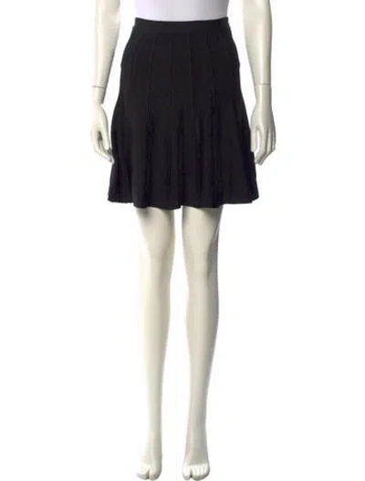 Pre-owned Herve Leger Pleated Accents Mini Skirt In Black