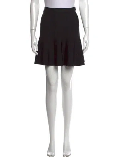 Pre-owned Herve Leger Pleated Accents Mini Skirt In Black