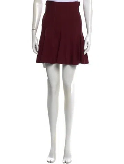 Pre-owned Herve Leger Pleated Accents Mini Skirt In Burgundy