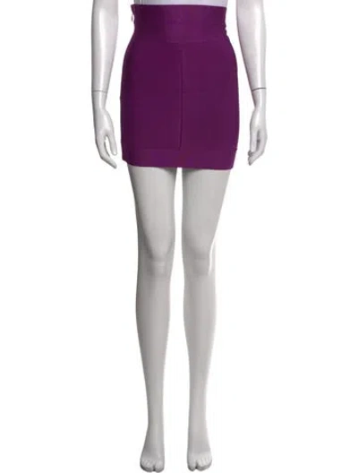Pre-owned Herve Leger Pleated Accents Mini Skirt In Purple