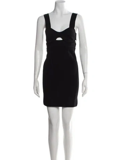 Pre-owned Herve Leger Plunge Neckline Mini Dress In Black