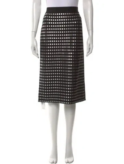 Pre-owned Herve Leger Polka Dot Print Midi Length Skirt W/ Tags In Black