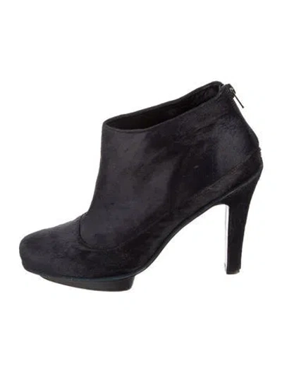 Pre-owned Herve Leger Ponyhair Boots In Blue