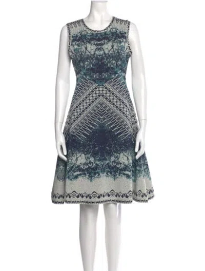 Pre-owned Herve Leger Printed Knee-length Dress In Blue