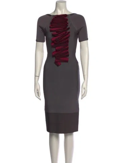 Pre-owned Herve Leger Printed Knee-length Dress In Gray