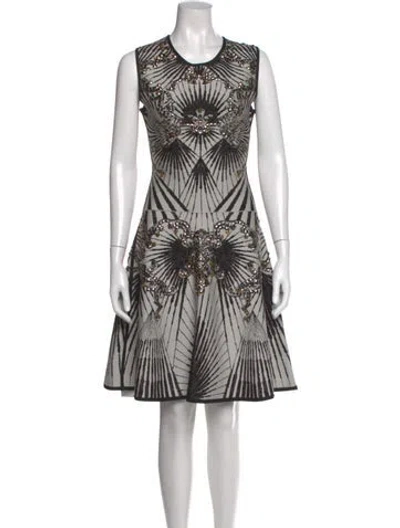 Pre-owned Herve Leger Printed Knee-length Dress In Gray