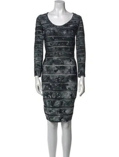 Pre-owned Herve Leger Printed Knee-length Dress In Multi