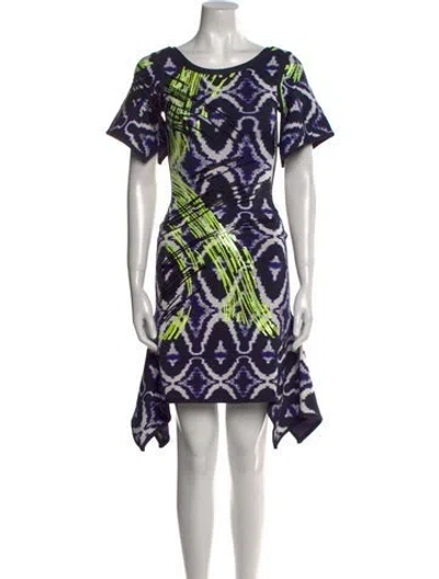 Pre-owned Herve Leger Printed Knee-length Dress In Purple