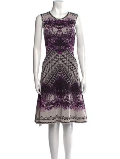 Pre-owned Herve Leger Printed Knee-length Dress In Purple