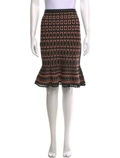 Pre-owned Herve Leger Printed Knee-length Skirt In Black
