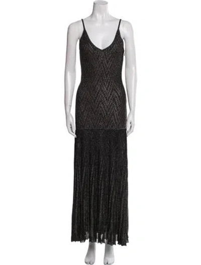 Pre-owned Herve Leger Printed Long Dress In Black