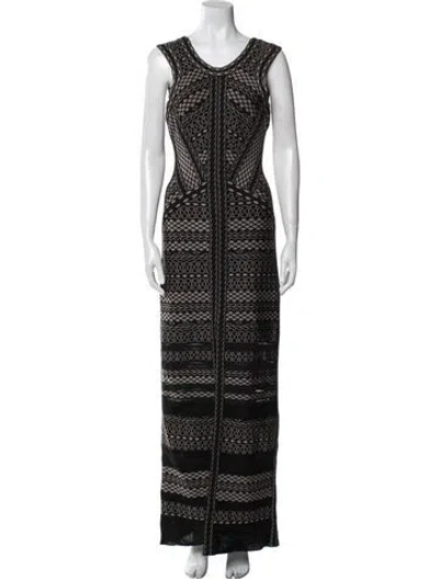 Pre-owned Herve Leger Printed Long Dress In Multi