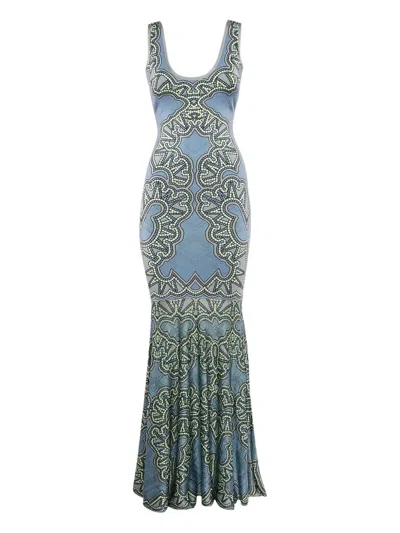 Pre-owned Herve Leger Printed Maxi Dress