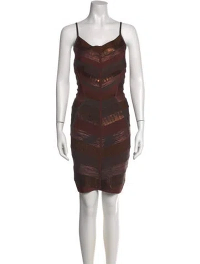 Pre-owned Herve Leger Printed Mini Dress