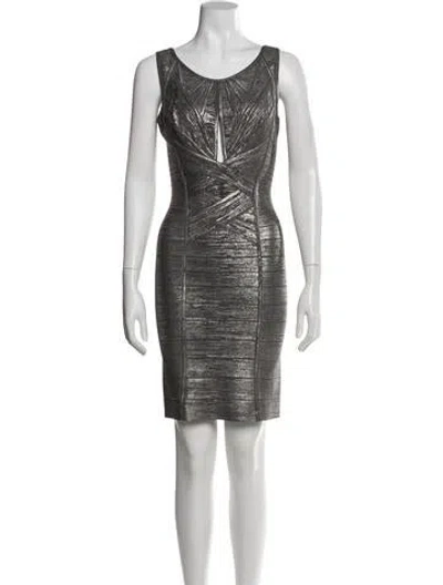 Pre-owned Herve Leger Printed Mini Dress