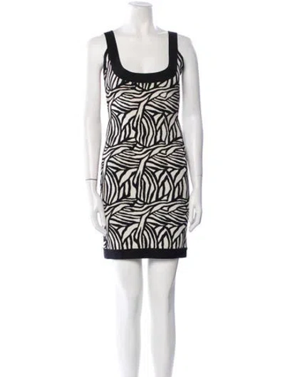 Pre-owned Herve Leger Printed Mini Dress In Black