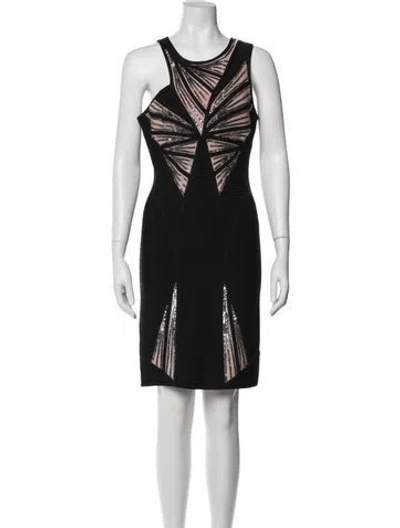 Pre-owned Herve Leger Printed Mini Dress In Black