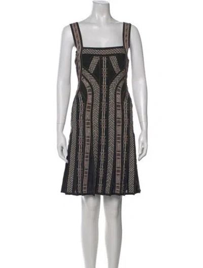Pre-owned Herve Leger Printed Mini Dress In Black