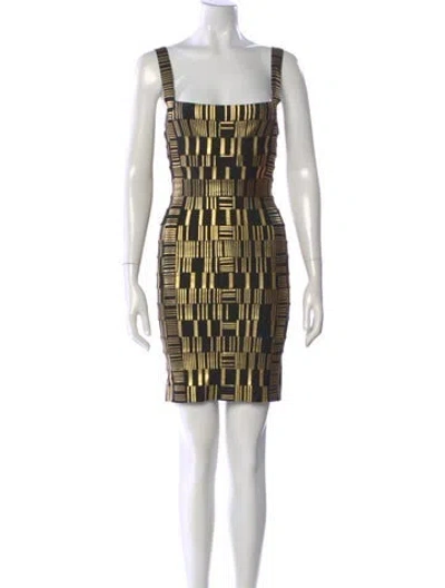 Pre-owned Herve Leger Printed Mini Dress In Black