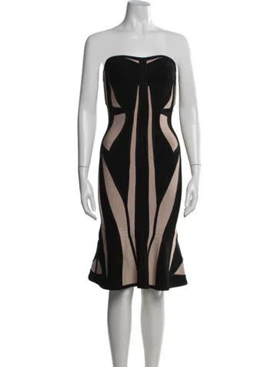 Pre-owned Herve Leger Printed Mini Dress In Black